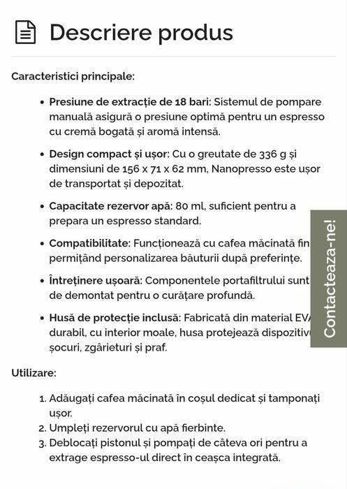 Espressor portabil Nanopresso neutilizat!!