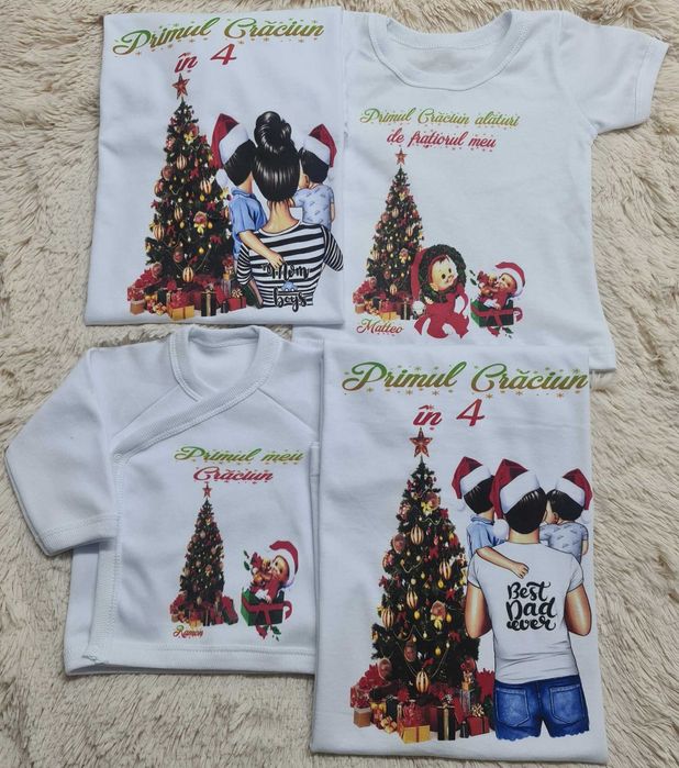 Tricouri Crăciun + Cadou Personalizat – Set Familie