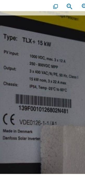 Vand - Invertor solar DANFOSS TripleLynx 15 kw - on grid