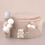 Set Trusou Botez Cutie Catifea Bej + Lumanare
