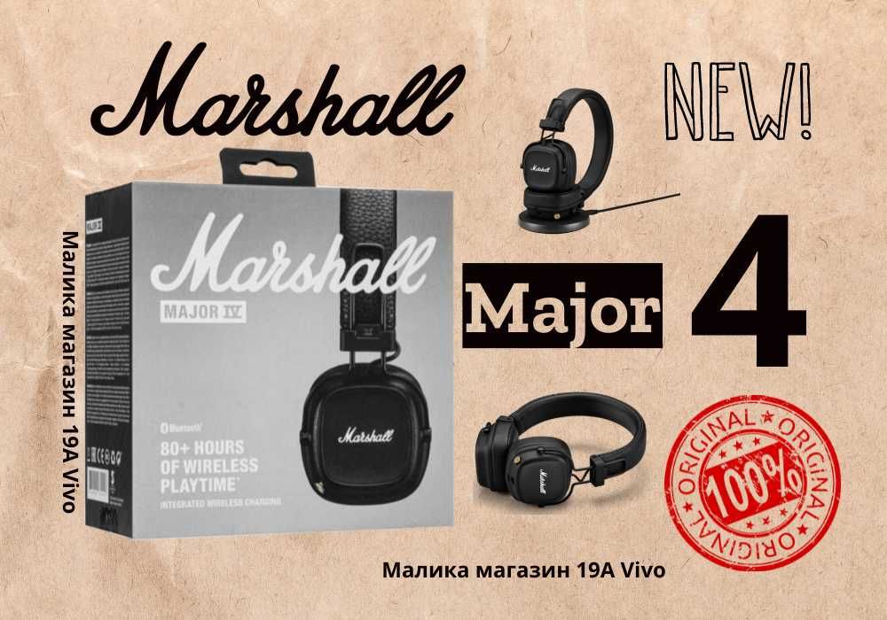 Новинка! Беспроводные наушники Marshall Major IV Bluetooth Black