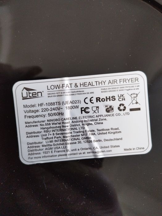 defect si lipsa suport alimente Air Fryer Uten Model HF-1088TS