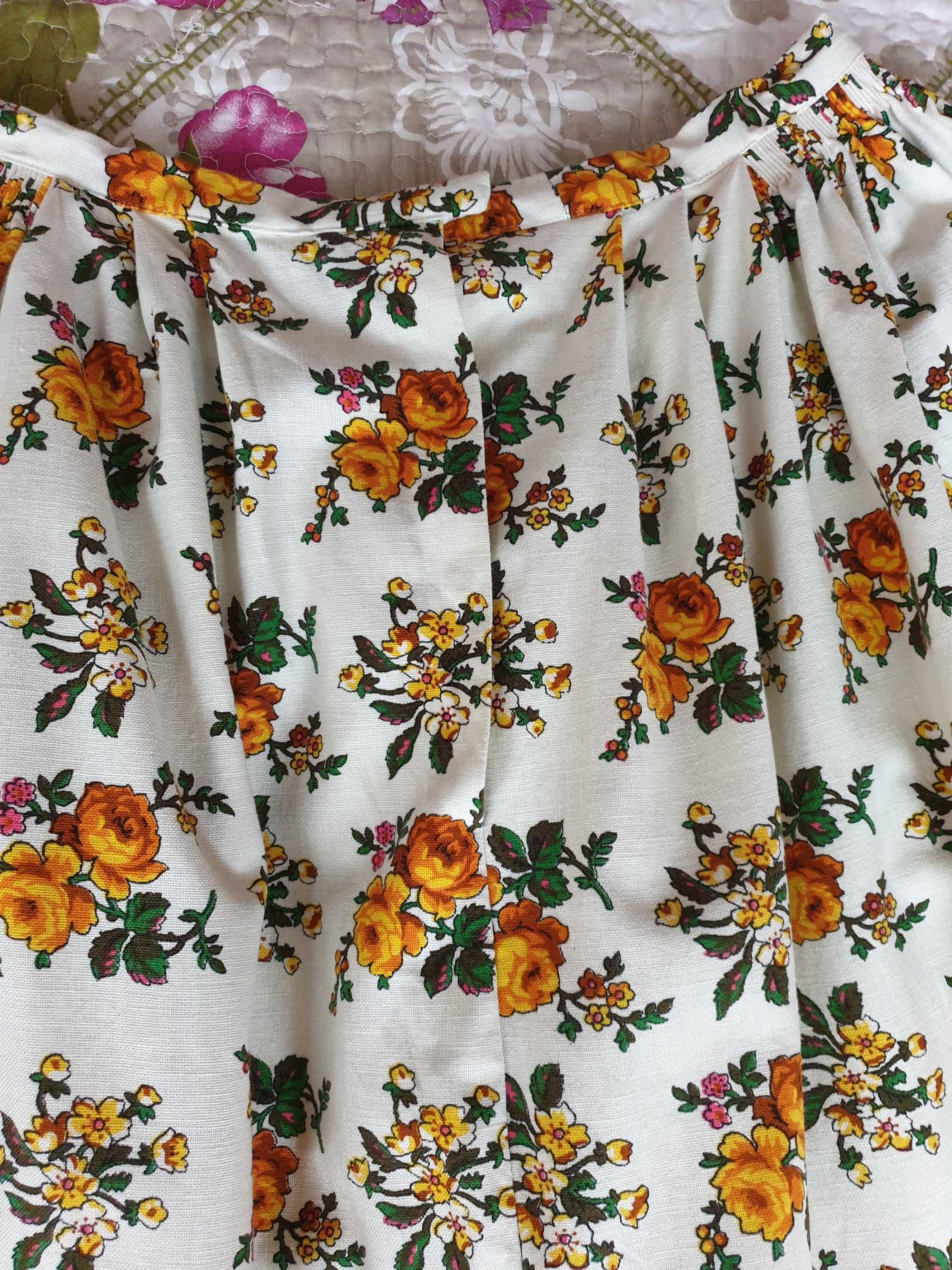 Fusta plisata print floral bumbac