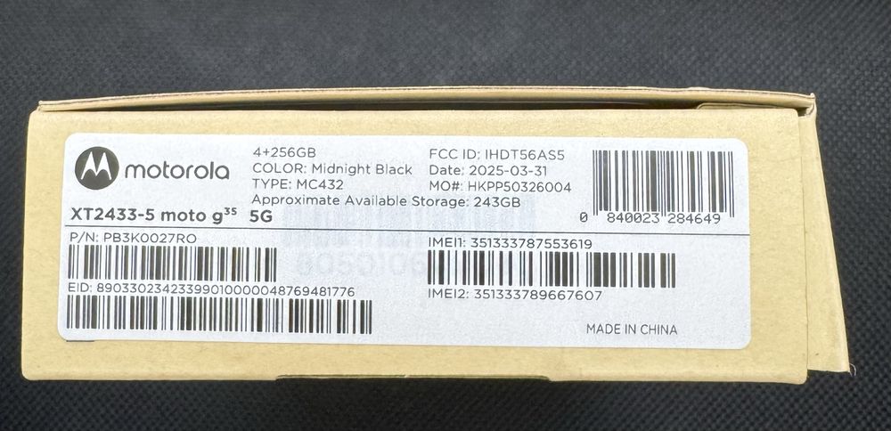 Moto G35 5G 256GB с Гаранция + Адаптор Кейс и Протектор