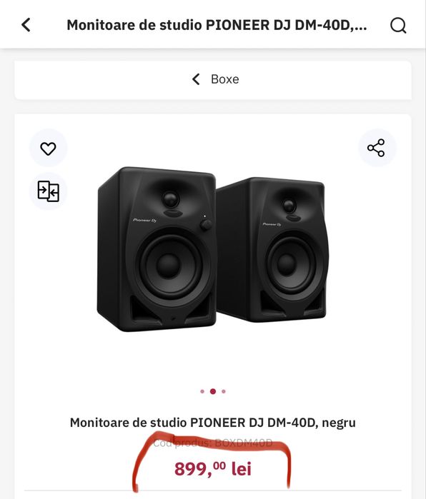 Boxe stereo / monitor de studio Pioneer DJ DM-40D
