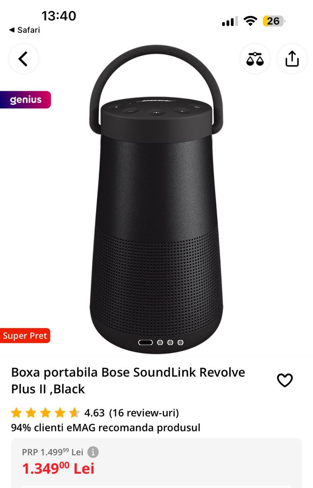 Vand BOSE Revolve 360 plus