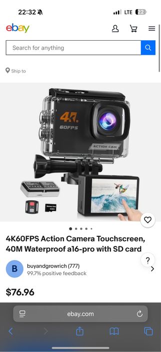 4K60FPS Action Camera Touchscreen, 40M Waterproof A16 NOU SIGILAT