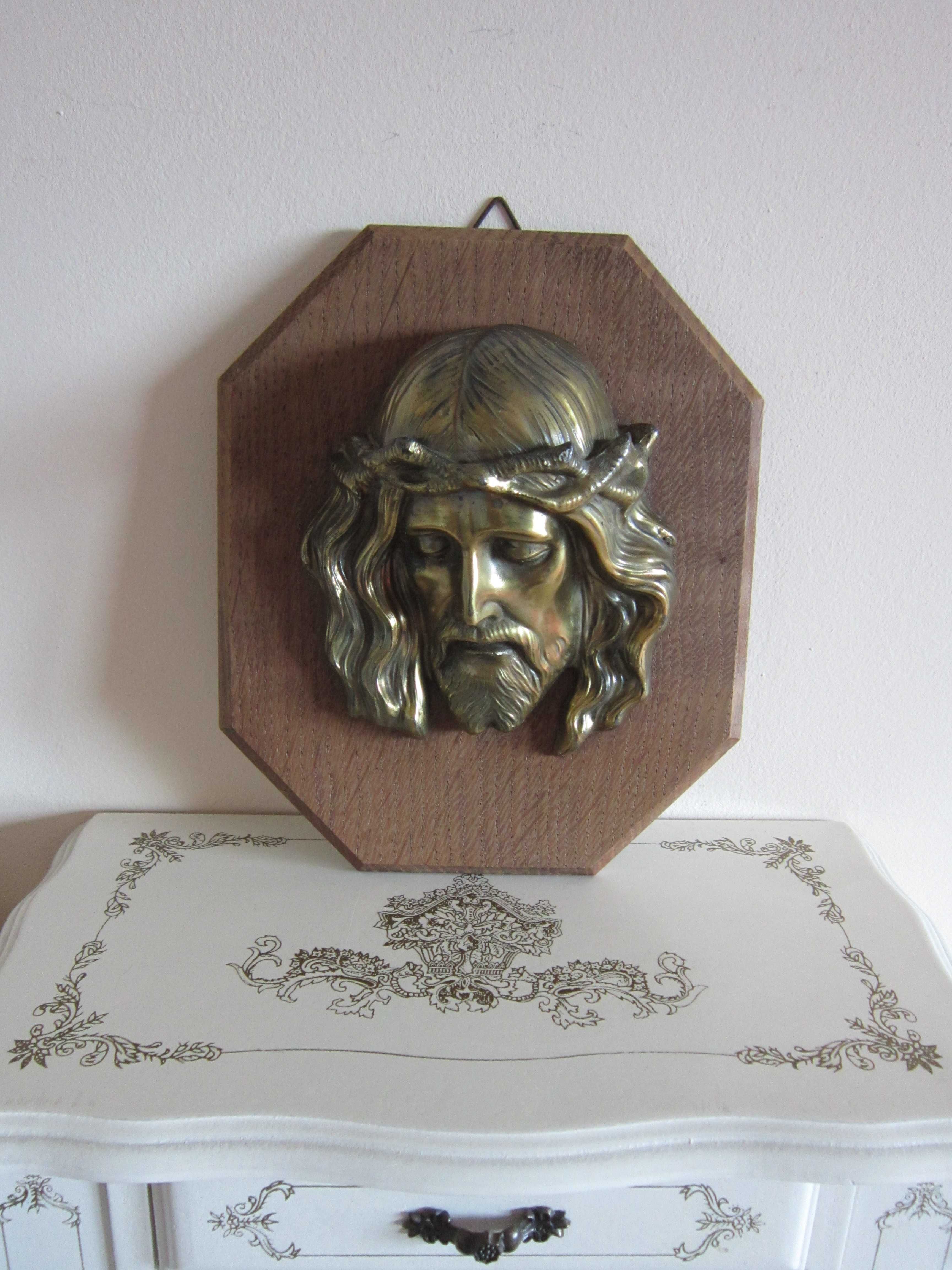 cadou rar Chipul Mantuitorului Isus cu coroana spini bronz Germany1960