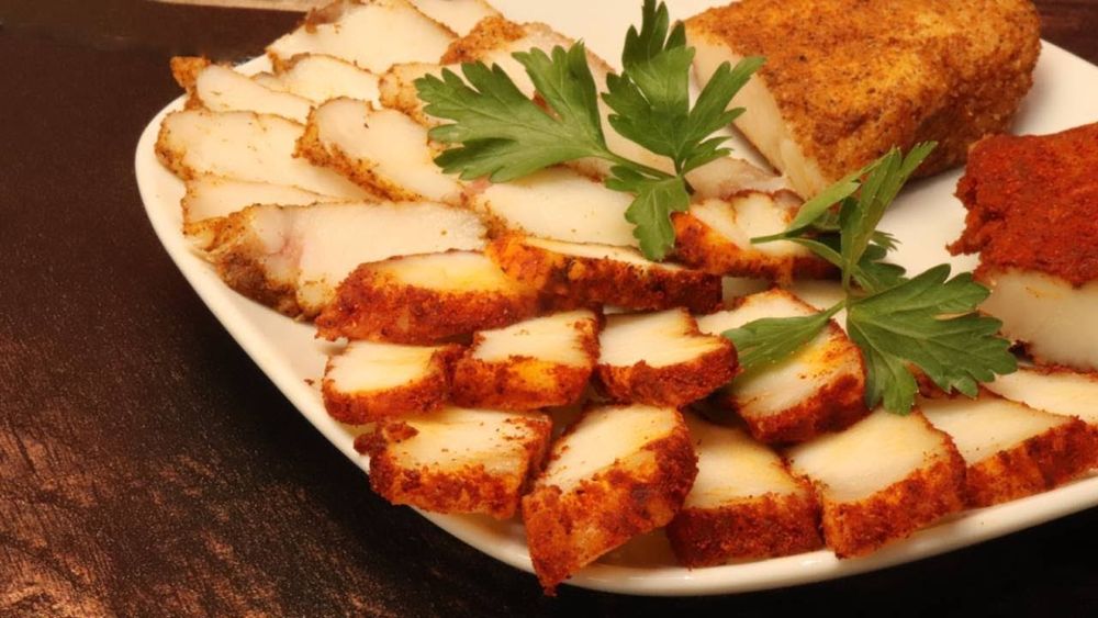 Копчёный курдюк домашнего приготовления