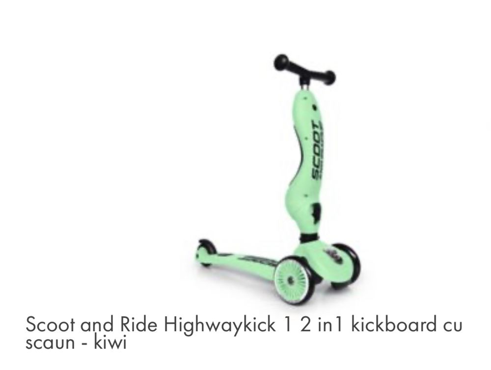 Scoot and Ride Highwaykick 1 2 in1 kickboard cu scaun - kiwi
