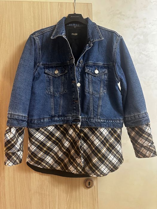 Яке Maje “Trompe-L’oeil plaid and denim jacket”