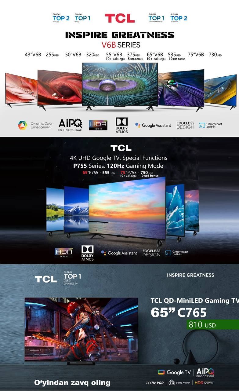 Телевизор TCL 4k smart origial