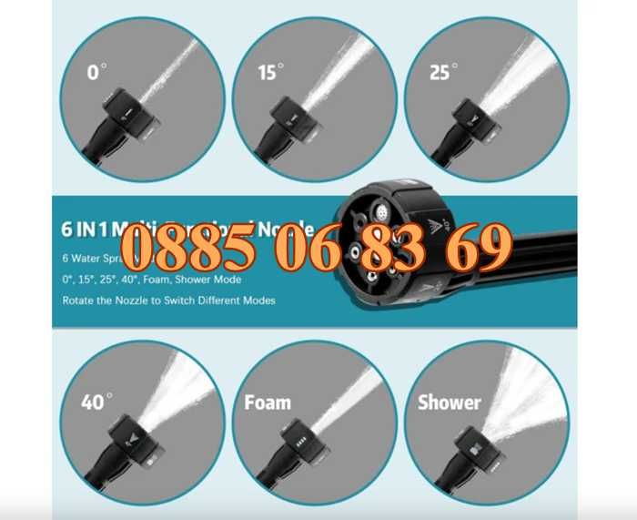 Акумулаторна водоструйка с дисплей, дюза 6 в 1 и две батерии 36V 8Ah