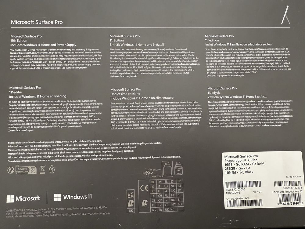 Microsoft Surface Pro 11 Edition Snapdragon X elite 256Gb *Запечатан*