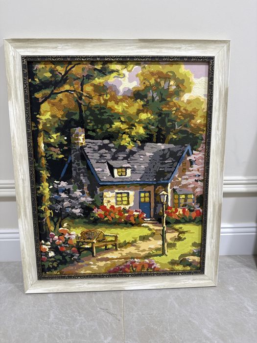 Картина дом в лесу маслом