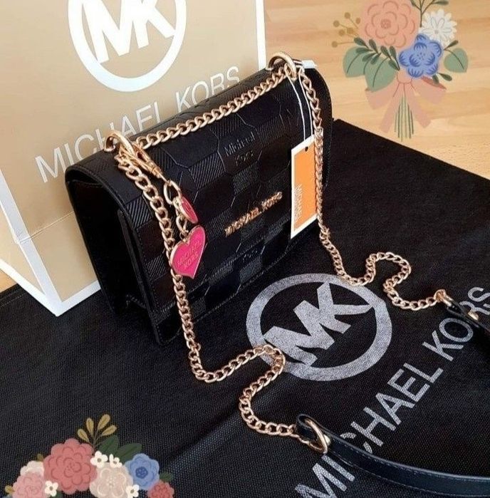 Geanta mini MK,super model,logo metalic, etichetă, saculet