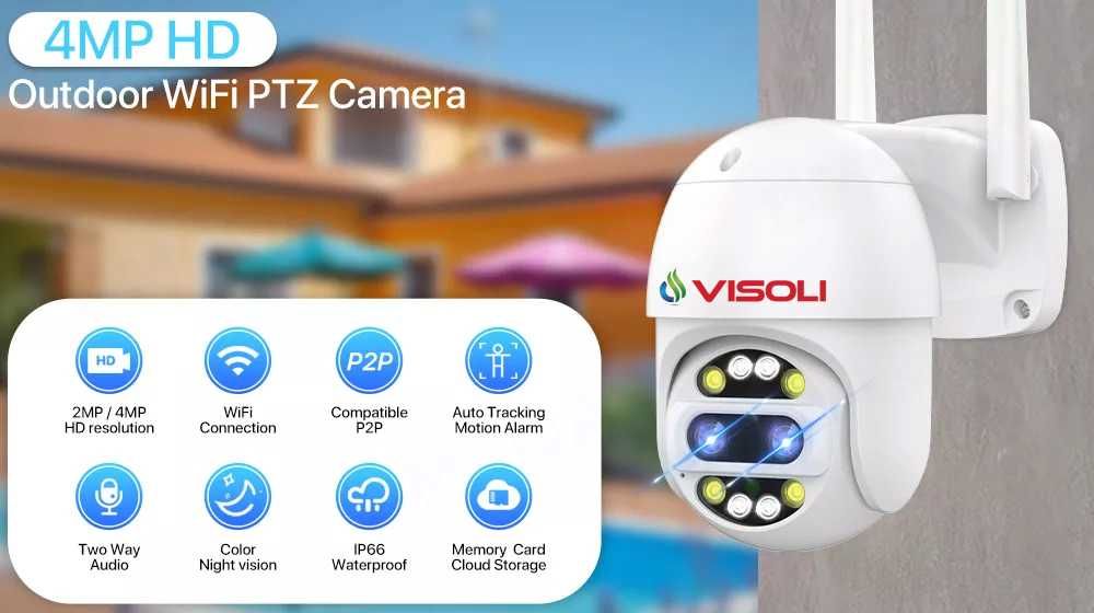 Camera video wifi UHD exterior inregistrare pe card, aplicatie CLOUD