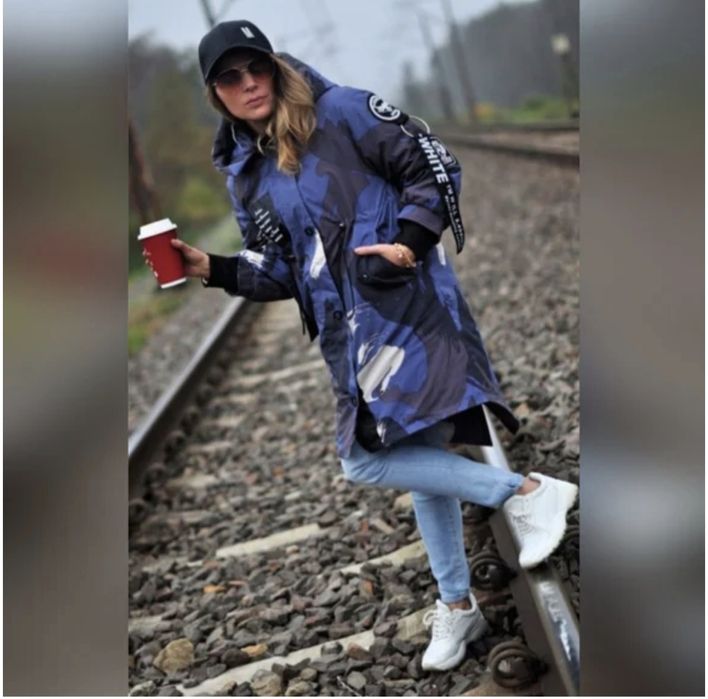 Ефектно дълго яке с цип и тик-так копчета, с асиметрична кройка