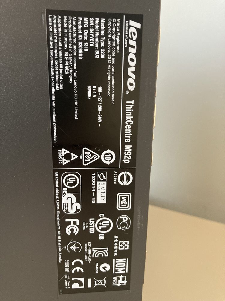 Lenovo ThnikCentre M92p - i5 8GB RAM 128GB SSD + 500GB SATA Win 10 Pro