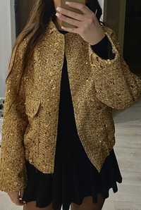 Jacheta paiete sequin gold tip Zara
