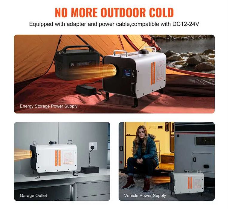 Încălzitor aer diesel, webasto, aeroterma 8 kW, 12–24V/ 220V Bluetooth