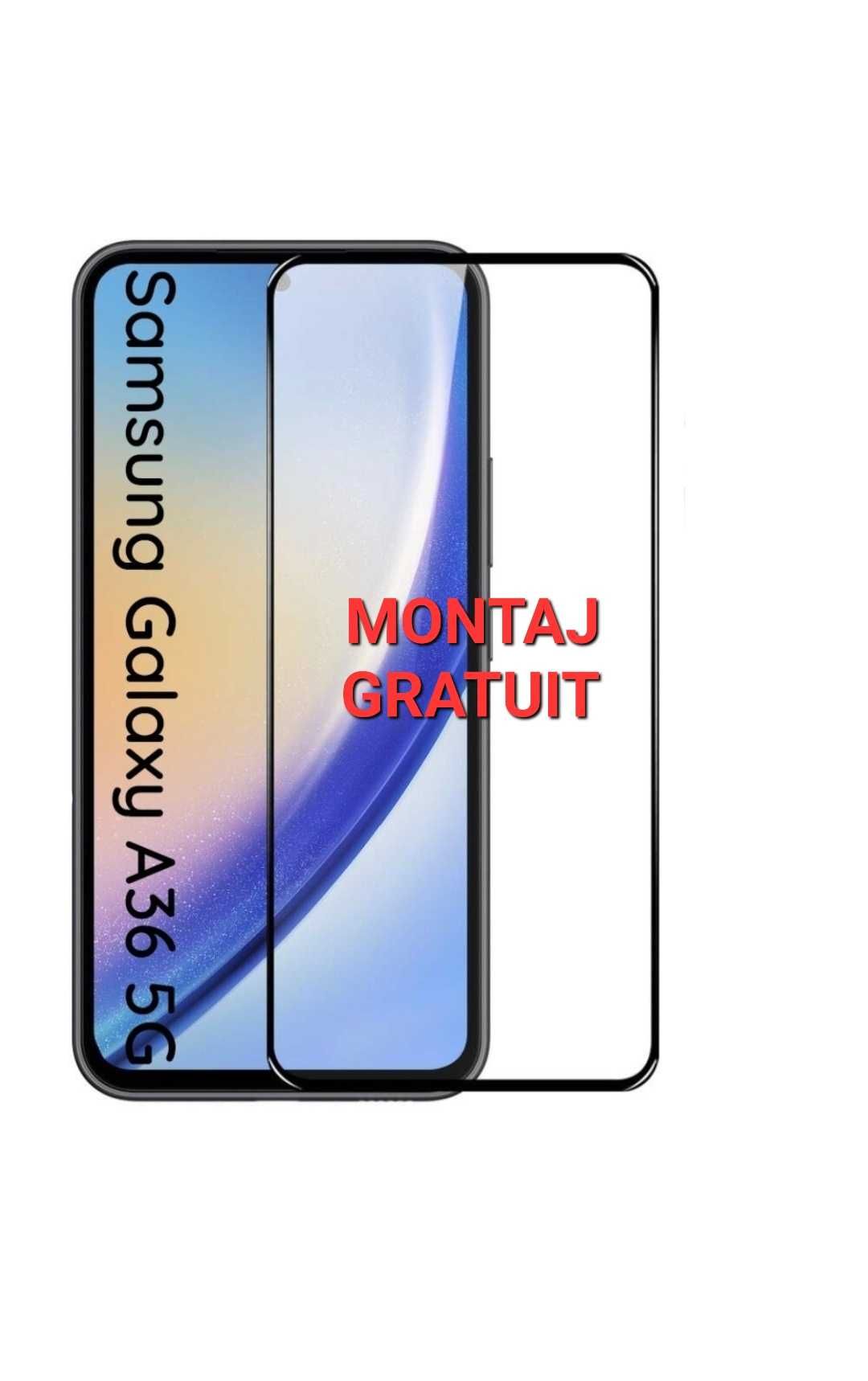 Set Samsung A36 A55 A56 - Husa cu Protectie Camera + Folie Sticla Full