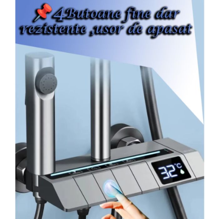 Kit dus cu 4 iesiri, dus fix mare, robinet normal, lavoar, para dus mo