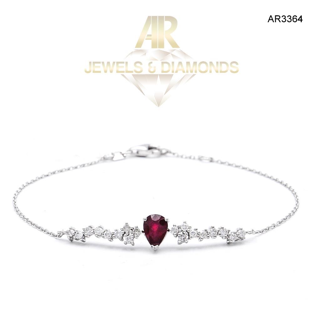 Bratara Aur Alb cu Diamante si Rubin model nou ARJEWELS(AR3364)