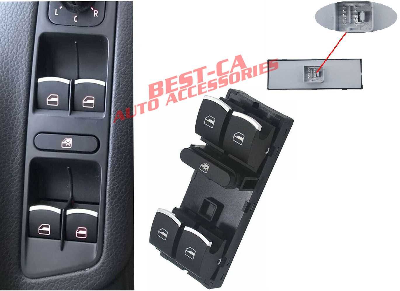 Butoane cromat geamuri electrice sofer 10 pini pentru VW si Seat