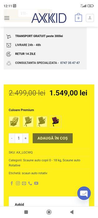 Scaun auto copii AXKID