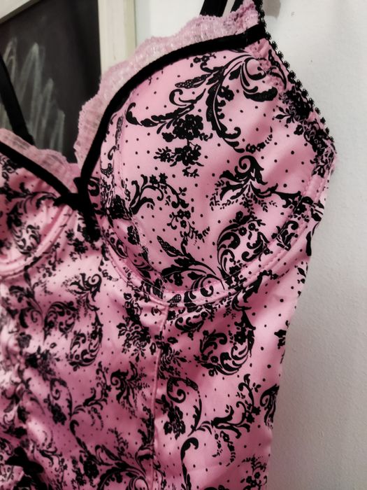 Corset lenjerie din satin sexy roz reglabil mărimea Xs-S