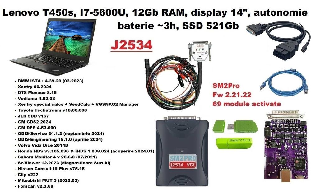 Lenovo T450s + Scanmatik 2 Pro, Passthru J2534 Odis Ista Xentry MUT3