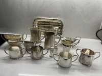 Сребърни/посребрени съдове чайник,канички,свещник бронз
