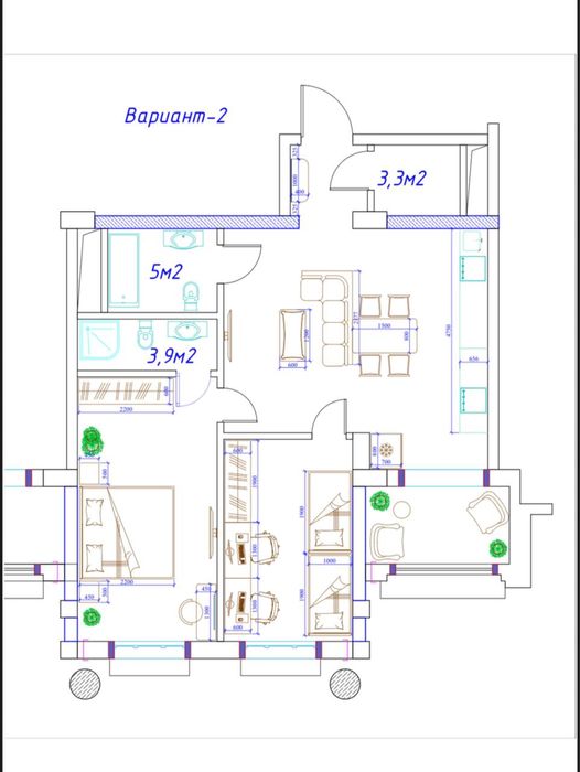 ЖК Metropol 3-х комнатная квартира 87м2. Ор.Мечеть Минор, Семашка.