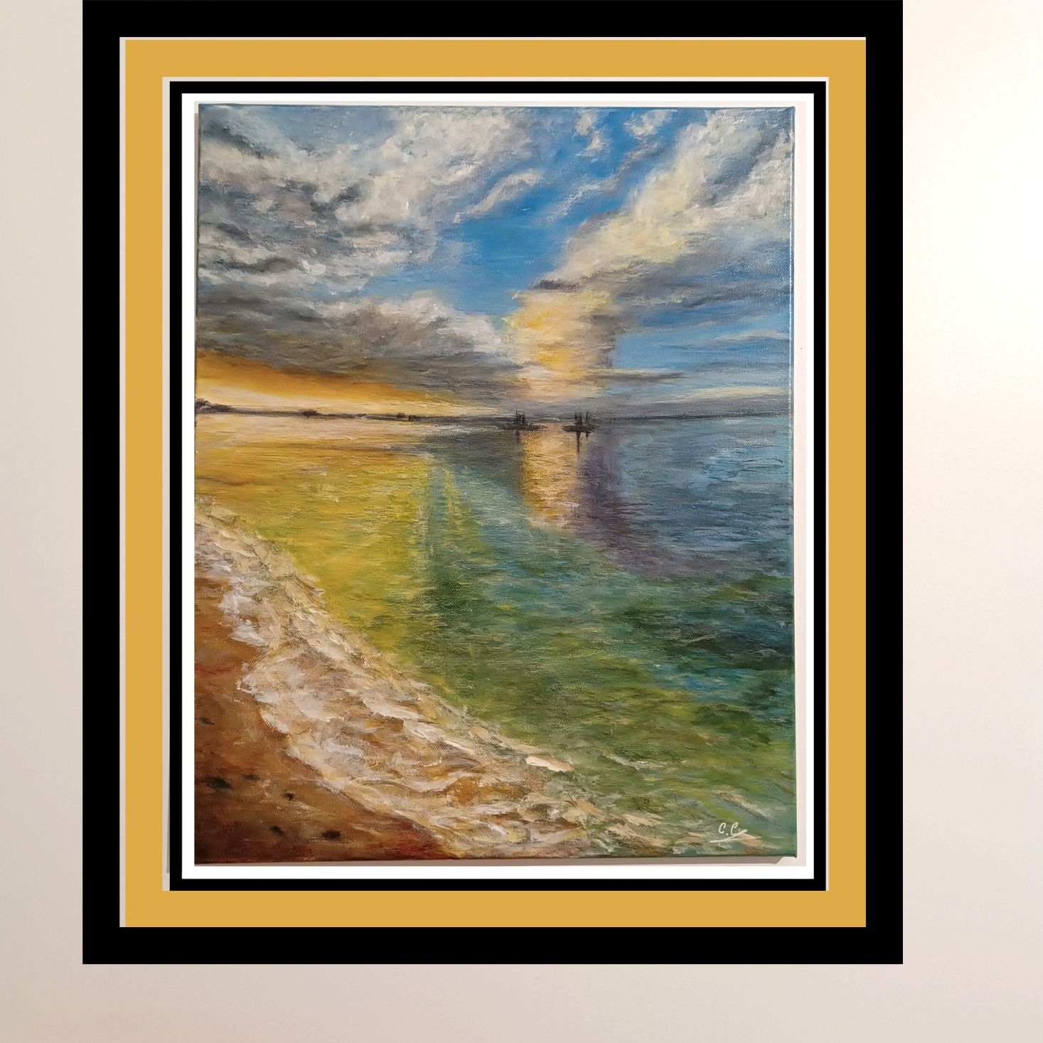 Tablou pictat "Colours of the Sea" acrilic pe canvas; 40/50 cm