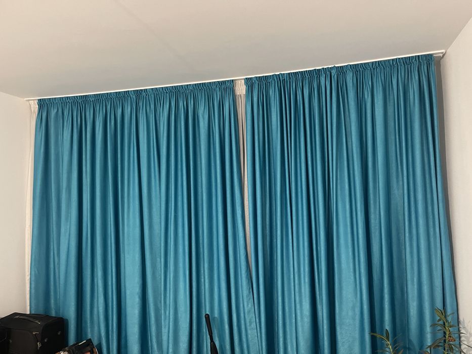 Set draperii catifea turcoaz/albastru