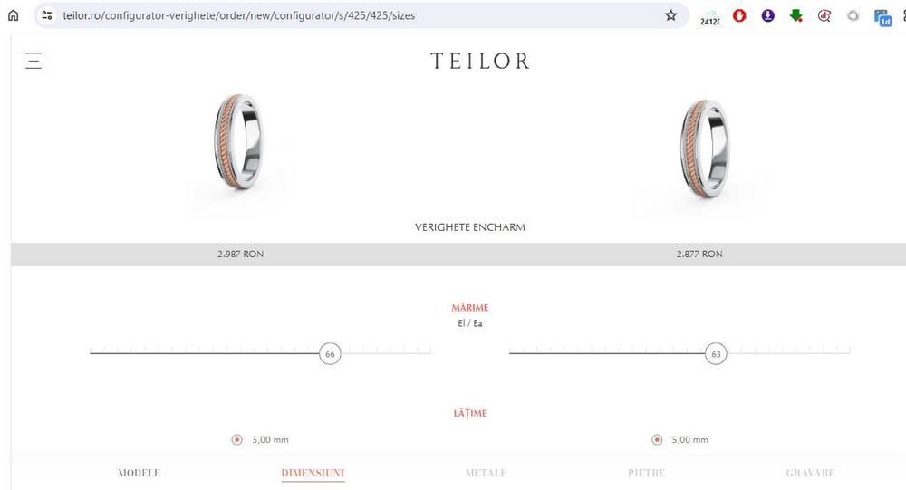 Set 2 verighete inele aur alb galben roz Teilor ENCHARM 9gr 14k 585