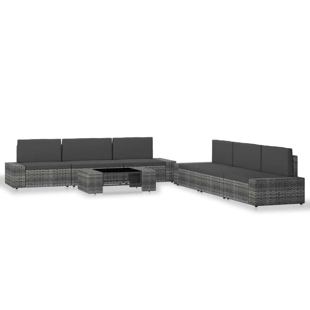 Set mobilier de gradina/terasa 2x canapea 7 piese Gri Ratan COMO