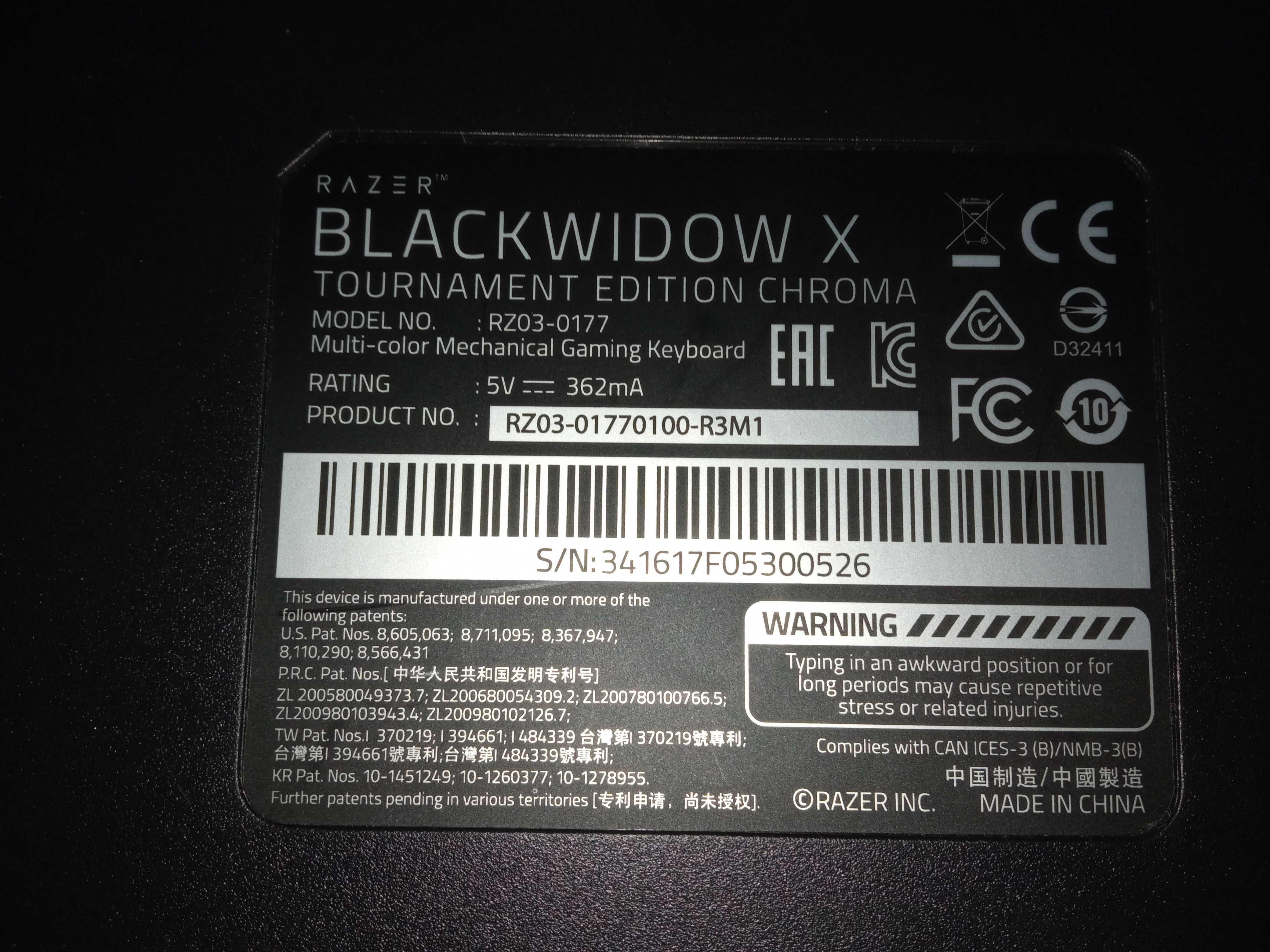 Tastatura RAZER GAMING BLACKWIDOW X Tournament Edition Chroma
Model R