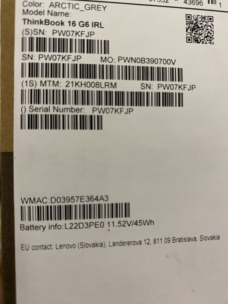 Leptop Lenovo NOU think book 16” i5 - 1335U, 21KH008LRM , 512GB SSD