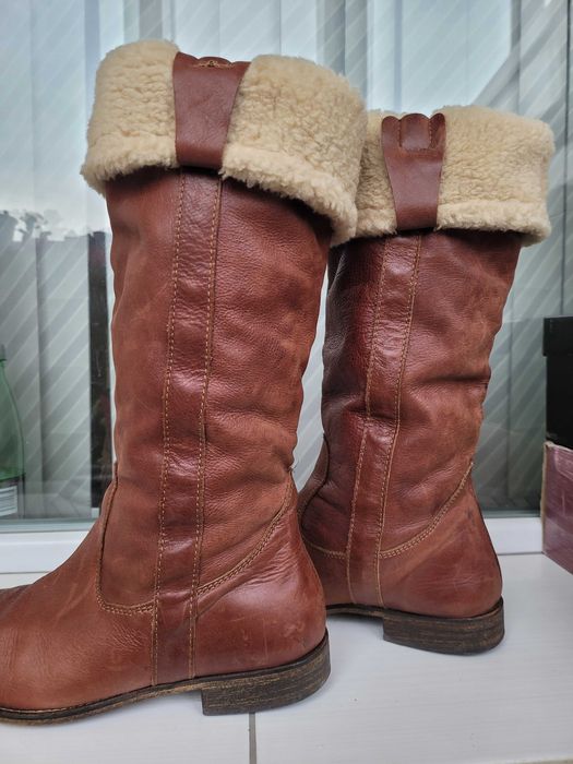 Естествена кожа дамски ботуши 40 номер