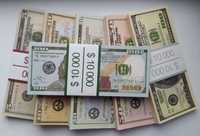 Сувенирни реквизитни пари. Банкноти  от 5, 10, 20, 50, 100  долари САЩ