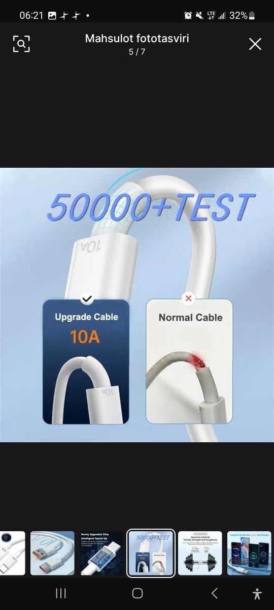 Usb kabel zaryadka 10 a