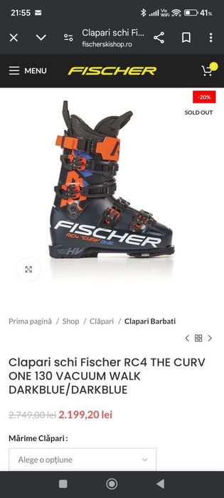 Clapari Fischer RC4 The Curv One GT 130 Vacuum Walk Mărimea 28.5