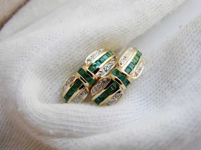 Cercei Aur 14K Smaralde Diamante Sua Design In Stil Faberge