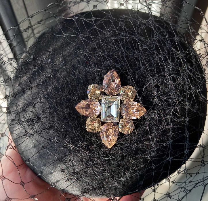 Toca voaleta Josephine mătase cu cristale Swarovski