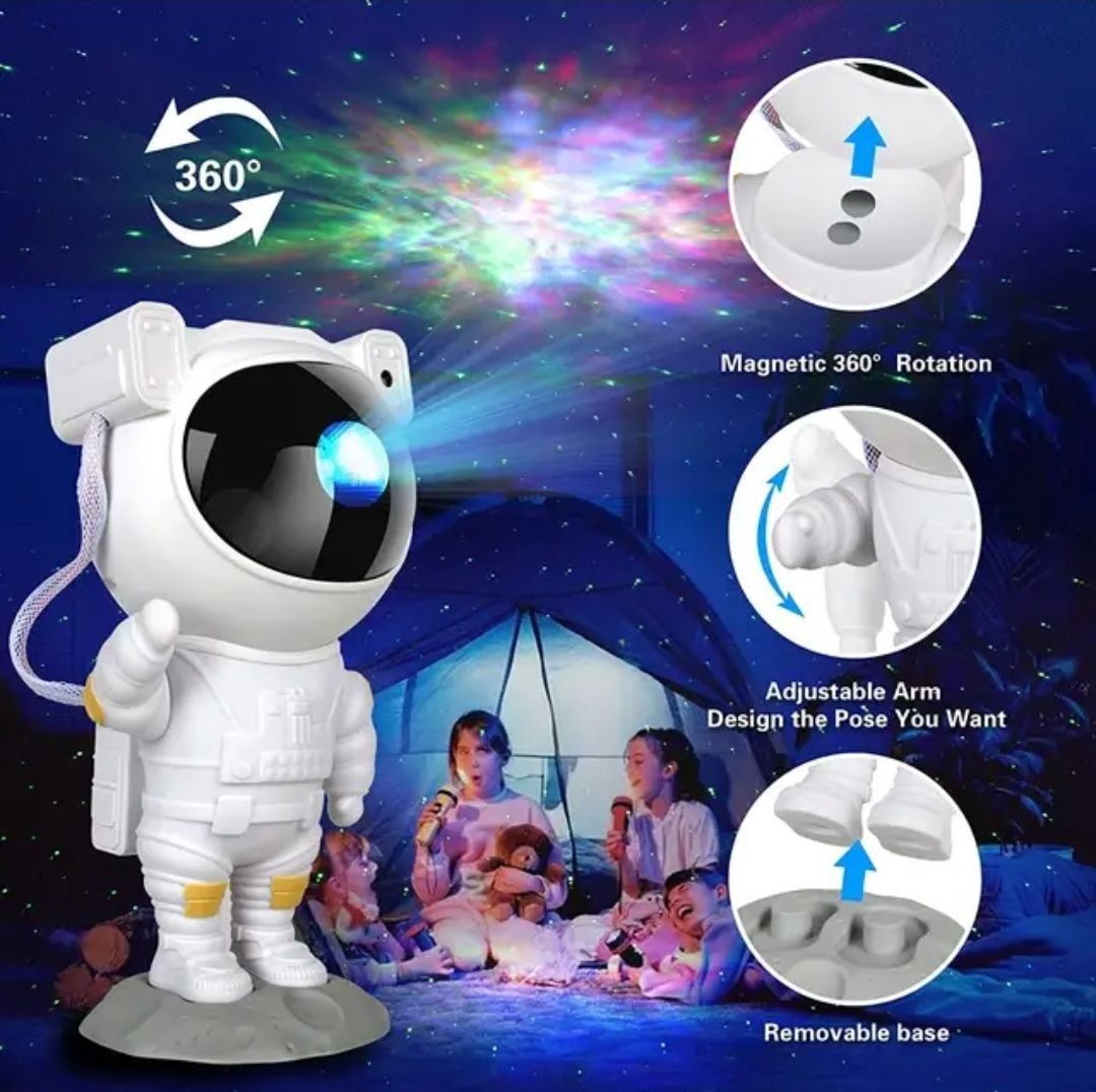 Детский ночник проектор звездного неба Космонавт. Светильник с пультом