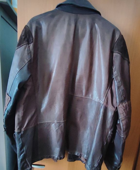 Оригинално Винтидж Марково Chevignon кожено деним яке сако блейзър Л/Х