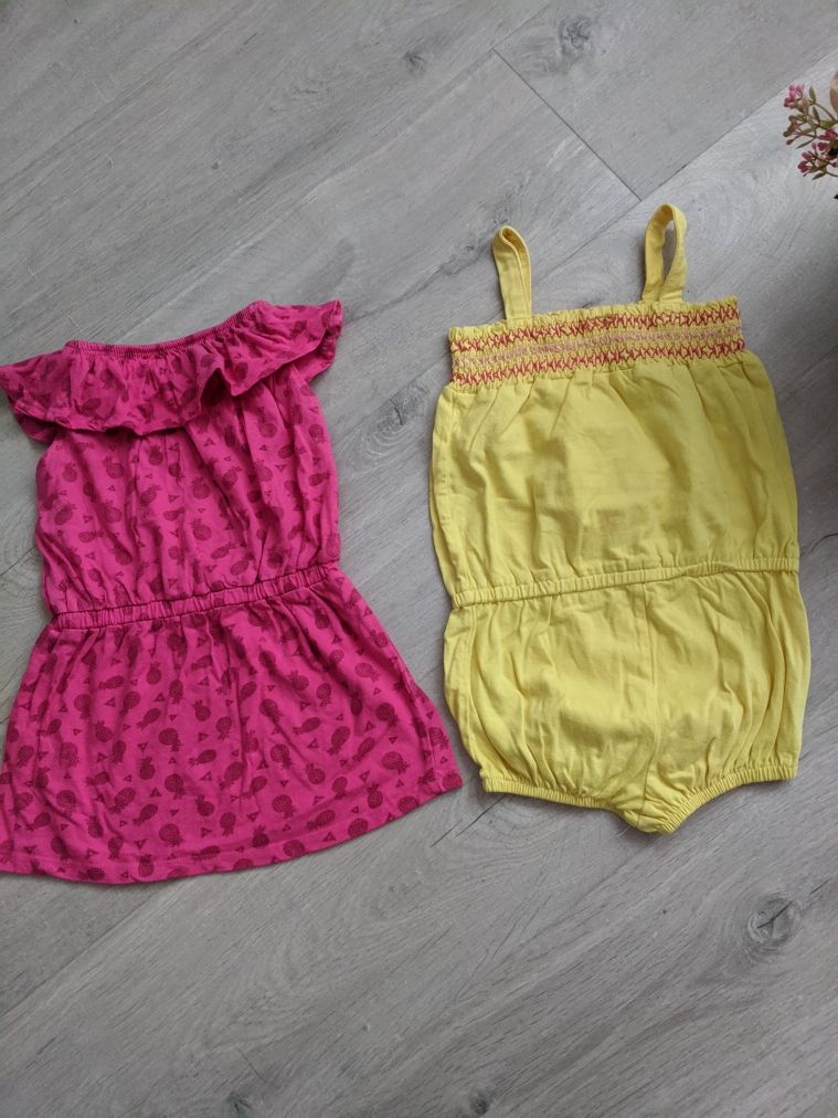 Set salopeta și rochiță de vară, 86-92 cm,18-24 luni