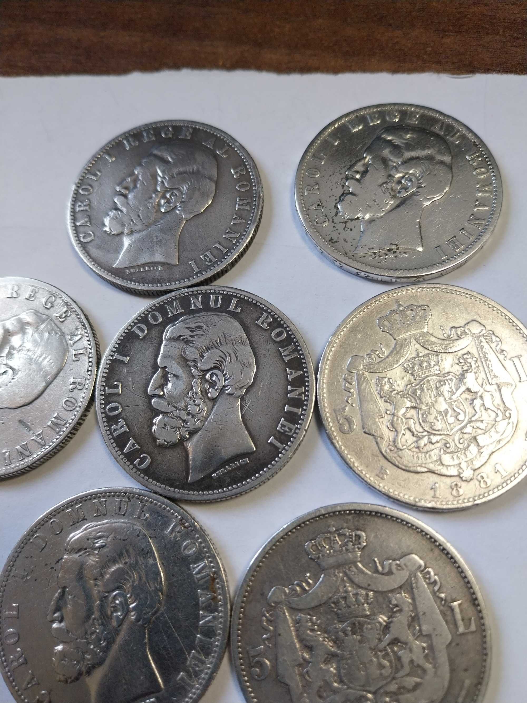 moneda argint 5 lei 1881  ,6 stele,5 stele si margine zimtata
